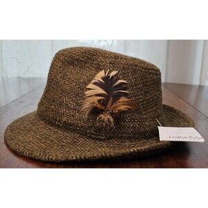 Jonathan Richards "Robbie" Brown Tweed Fedora 100% Wool Ireland 55/6 3/4 NWT